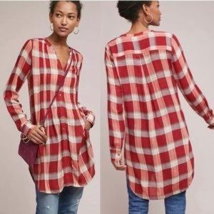 Akemi + Kin | Red Lucie Plaid Tunic Button Top